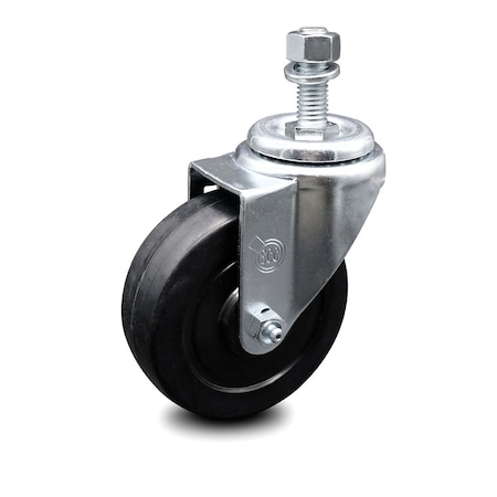 Service Caster 4 Inch Soft Rubber Wheel Swivel 12mm Threaded Stem Caster SCC-TS20S414-SRS-M1215
